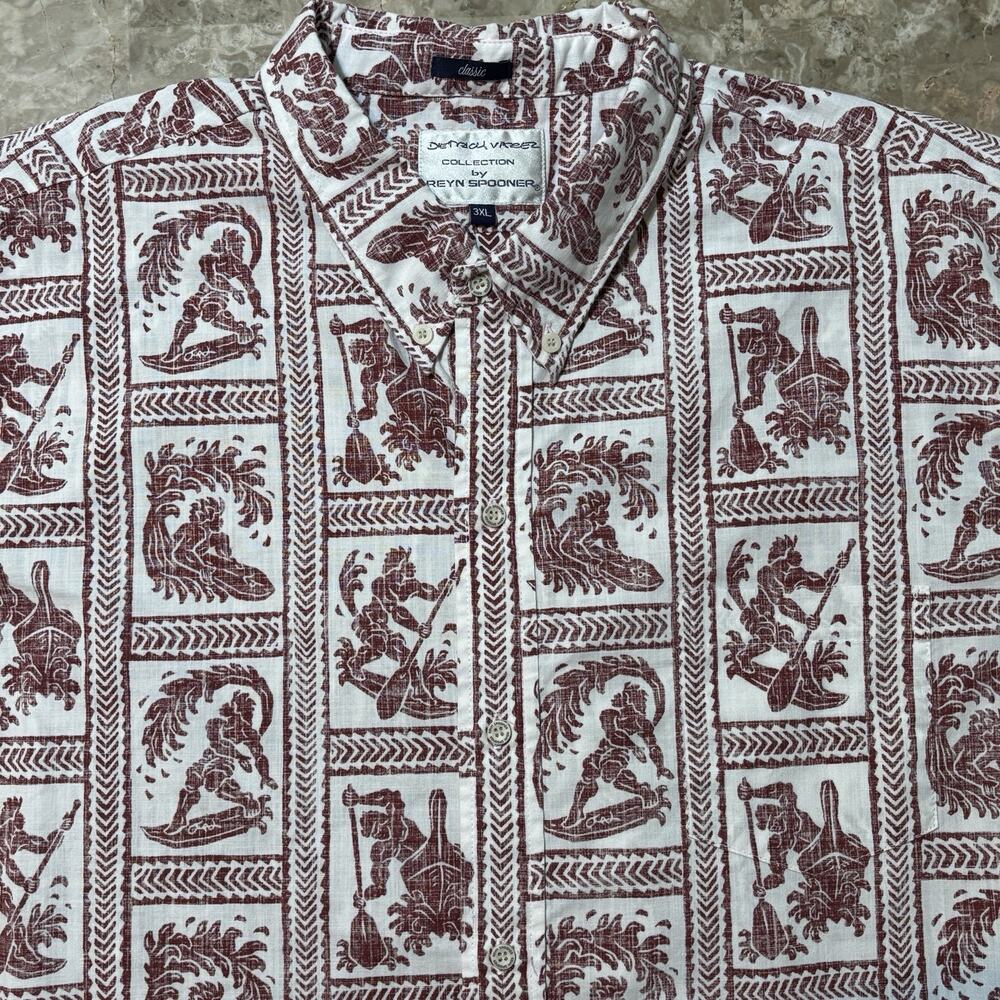Reyn Spooner Shirt Mens 3XL Dietrich Varez Warriors Surf Aloha Reverse Print